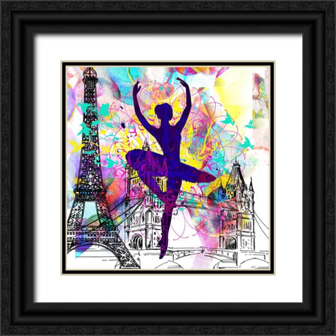 London Ballerina Silhouette 01 Black Ornate Wood Framed Art Print with Double Matting by LightBoxJournal