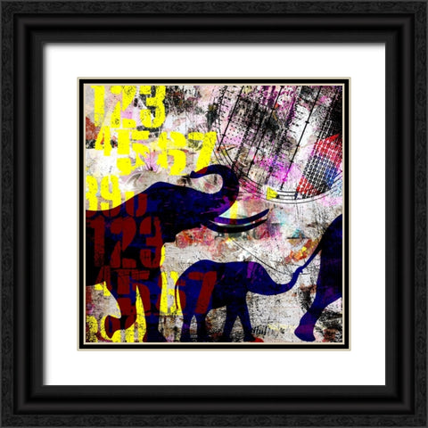 Painted Elephant 1_Grunge Black Ornate Wood Framed Art Print with Double Matting by LightBoxJournal