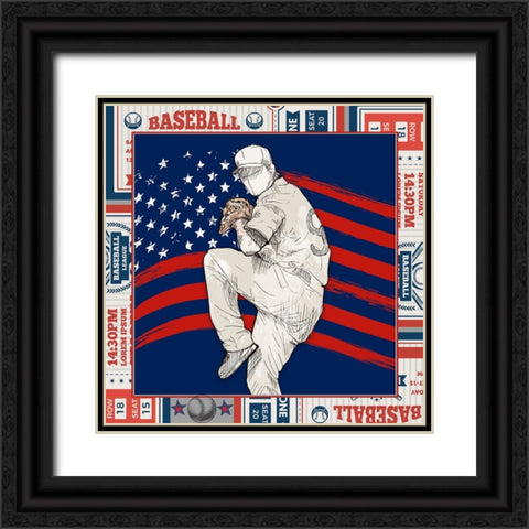 American Baseball player 01 Black Ornate Wood Framed Art Print with Double Matting by LightBoxJournal