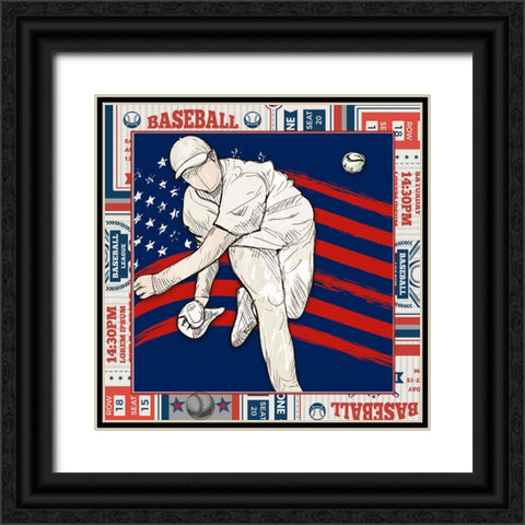 American Baseball player 02 Black Ornate Wood Framed Art Print with Double Matting by LightBoxJournal