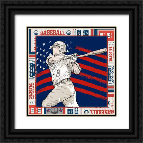 American Baseball player 03 Black Ornate Wood Framed Art Print with Double Matting by LightBoxJournal