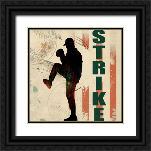 Baseball Urban Art 02 Black Ornate Wood Framed Art Print with Double Matting by LightBoxJournal