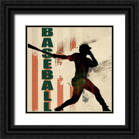 Baseball Urban Art Black Ornate Wood Framed Art Print with Double Matting by LightBoxJournal