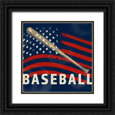 Vintage Baseball Sign 02 Black Ornate Wood Framed Art Print with Double Matting by LightBoxJournal