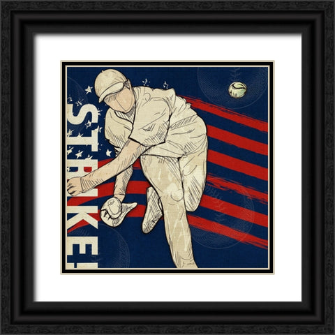 Vintage Baseball Sign 03 Black Ornate Wood Framed Art Print with Double Matting by LightBoxJournal