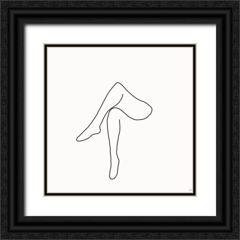 Line Female Legs Black Ornate Wood Framed Art Print with Double Matting by Line and Brush