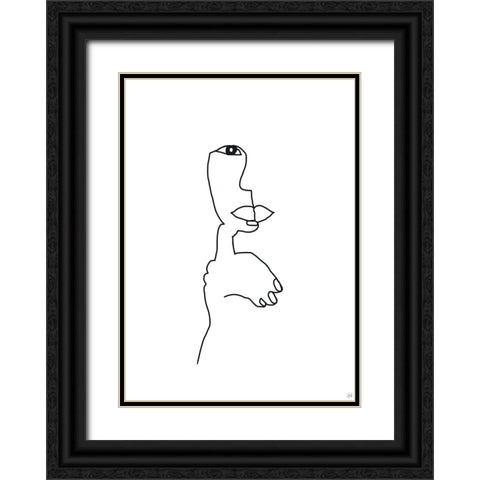Line Female Look 1 Black Ornate Wood Framed Art Print with Double Matting by Line and Brush
