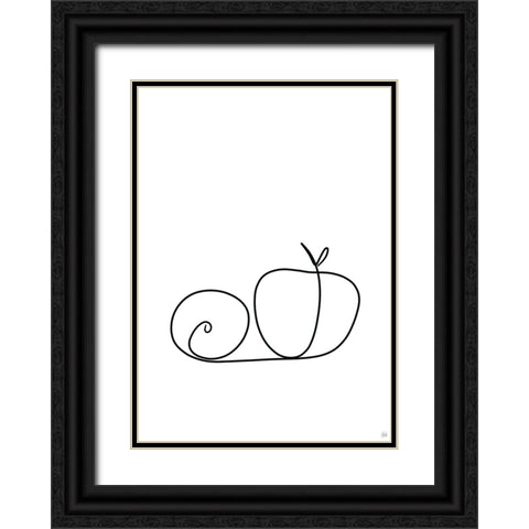 Still Life Lime and Peach Black Ornate Wood Framed Art Print with Double Matting by Line and Brush