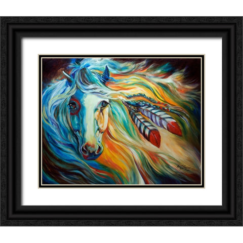 Breaking Dawn Indian War Horse Black Ornate Wood Framed Art Print with Double Matting by Baldwin, Marcia