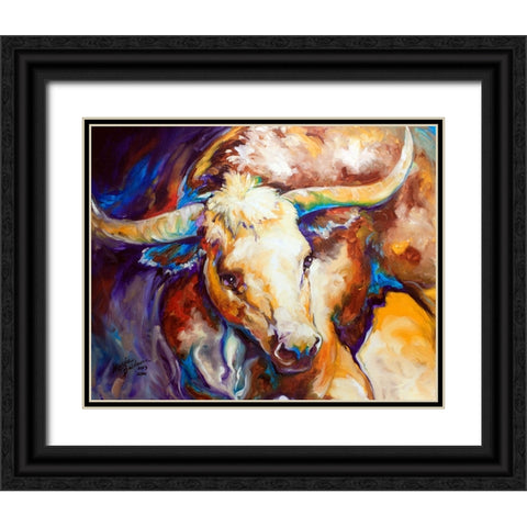 Power Longhorn Abstract Black Ornate Wood Framed Art Print with Double Matting by Baldwin, Marcia