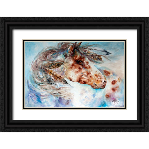 Thunder Appaloosa Indian War Horse Black Ornate Wood Framed Art Print with Double Matting by Baldwin, Marcia