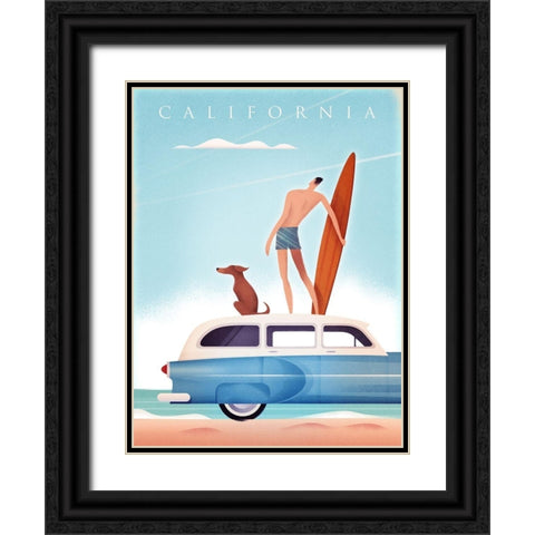 California Surfing Black Ornate Wood Framed Art Print with Double Matting by Wickstrom, Martin