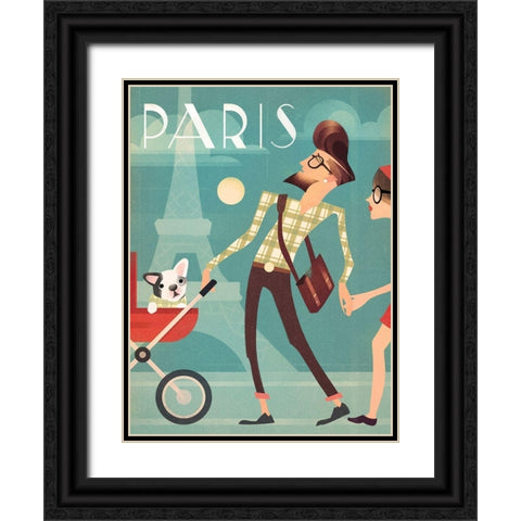 Paris Black Ornate Wood Framed Art Print with Double Matting by Wickstrom, Martin