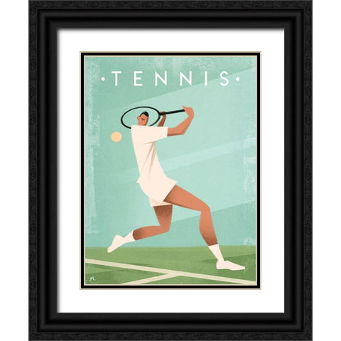 Vintage Tennis Black Ornate Wood Framed Art Print with Double Matting by Wickstrom, Martin