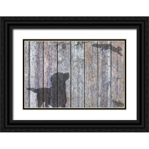 Lab And Squirrel Shadow Black Ornate Wood Framed Art Print with Double Matting by Murray Henderson Fine Art