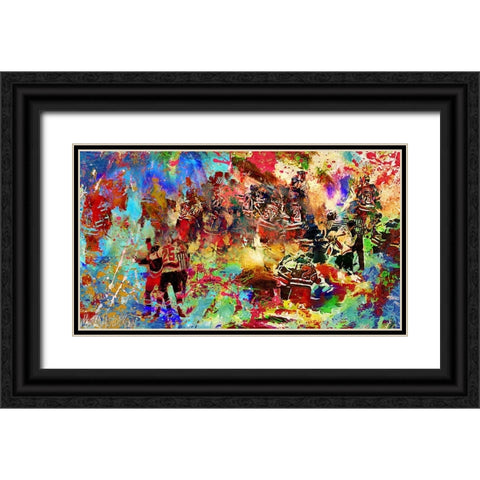Brawl 1 Black Ornate Wood Framed Art Print with Double Matting by Murray Henderson Fine Art