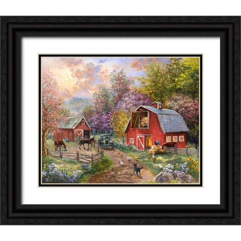 Horse Farm Glen Black Ornate Wood Framed Art Print with Double Matting by Boehme, Nicky