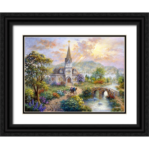 Pray For World Peace Black Ornate Wood Framed Art Print with Double Matting by Boehme, Nicky