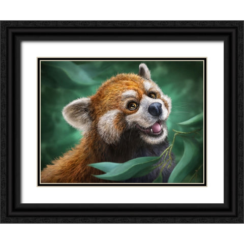 Red Panda Totem Black Ornate Wood Framed Art Print with Double Matting by LaMontagne, Patrick