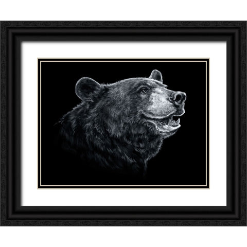 Black White Black Bear Black Ornate Wood Framed Art Print with Double Matting by LaMontagne, Patrick
