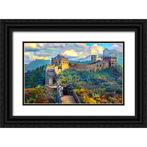 Great Wall of China Black Ornate Wood Framed Art Print with Double Matting by Gavidia, Pedro