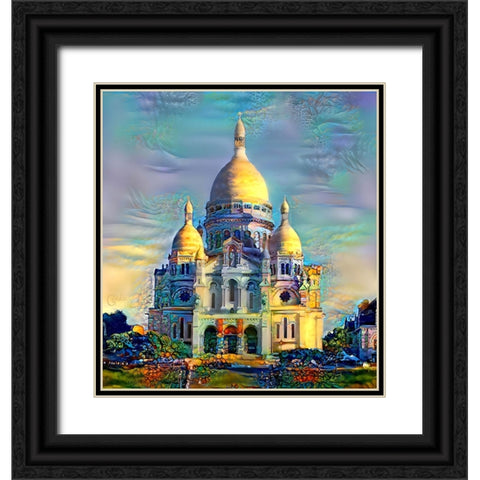 Paris France Basilica of the Sacred Heart Sacre Coeur Black Ornate Wood Framed Art Print with Double Matting by Gavidia, Pedro