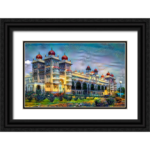 Mysore India Royal Palace Black Ornate Wood Framed Art Print with Double Matting by Gavidia, Pedro