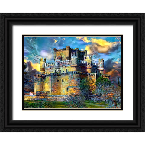 Toledo Spain Guadamur Castle Black Ornate Wood Framed Art Print with Double Matting by Gavidia, Pedro
