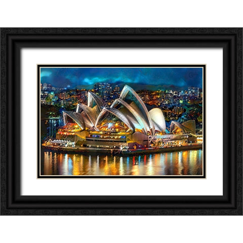 Australia Sydney Opera House Black Ornate Wood Framed Art Print with Double Matting by Gavidia, Pedro