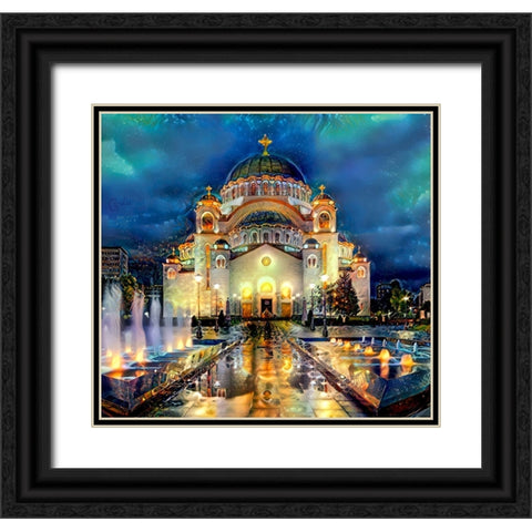 Belgrade Serbia Saint Sava Temple Black Ornate Wood Framed Art Print with Double Matting by Gavidia, Pedro