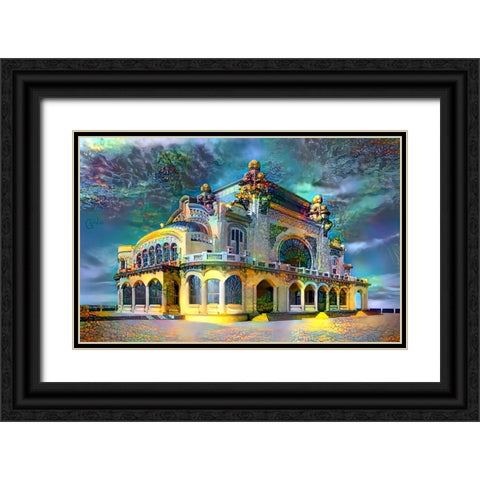 Constanta Romania Casino Promenade Black Ornate Wood Framed Art Print with Double Matting by Gavidia, Pedro