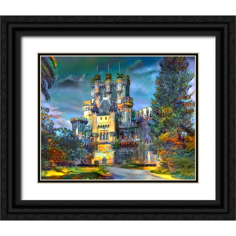 Gatica Spain Butron Castle Black Ornate Wood Framed Art Print with Double Matting by Gavidia, Pedro