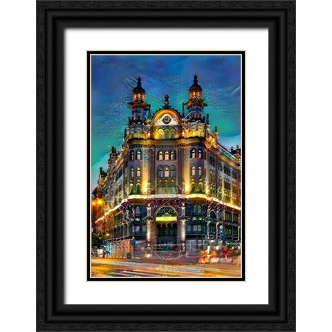 Hungary Budapest Hotel Parisi Udvar Black Ornate Wood Framed Art Print with Double Matting by Gavidia, Pedro