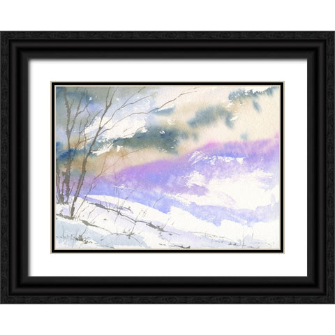 Ski North Black Ornate Wood Framed Art Print with Double Matting by Randy Noble Fine Art