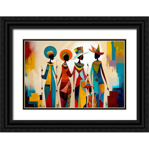 Mid Century Celebration Of All Cultures 3 Black Ornate Wood Framed Art Print with Double Matting by Heere, Ray