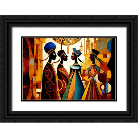 Mid Century Celebration Of All Cultures 7 Black Ornate Wood Framed Art Print with Double Matting by Heere, Ray