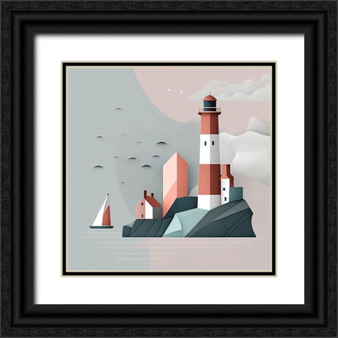 Mid Century Coastal Scenes 18 Black Ornate Wood Framed Art Print with Double Matting by Heere, Ray