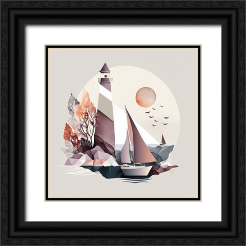 Mid Century Coastal Scenes 24 Black Ornate Wood Framed Art Print with Double Matting by Heere, Ray