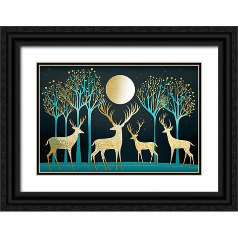Mid Century Deer 2 Black Ornate Wood Framed Art Print with Double Matting by Heere, Ray
