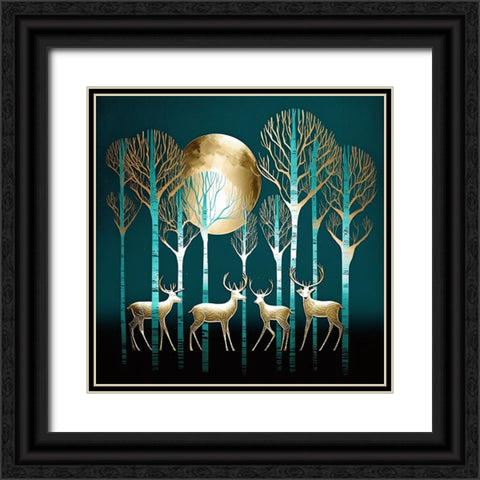 Mid Century Deer 12 Black Ornate Wood Framed Art Print with Double Matting by Heere, Ray