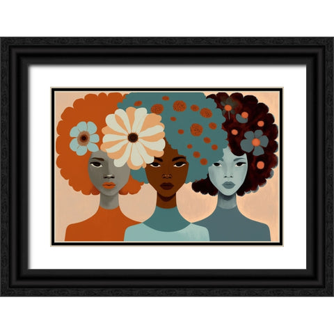 Mid Century Diversity Portraits 3 Black Ornate Wood Framed Art Print with Double Matting by Heere, Ray