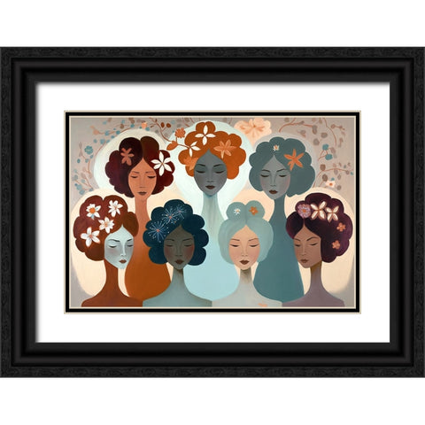 Mid Century Diversity Portraits 6 Black Ornate Wood Framed Art Print with Double Matting by Heere, Ray