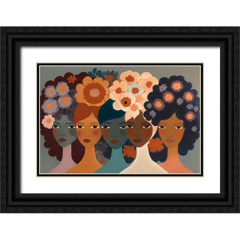 Mid Century Diversity Portraits 8 Black Ornate Wood Framed Art Print with Double Matting by Heere, Ray