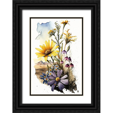 Watercolor Wildflowers 24 Black Ornate Wood Framed Art Print with Double Matting by Heere, Ray