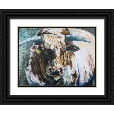 Big Bull Black Ornate Wood Framed Art Print with Double Matting by Gould, Renee