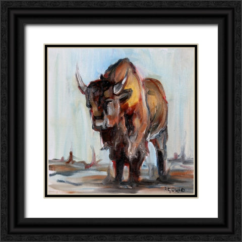 Buffalo Black Ornate Wood Framed Art Print with Double Matting by Gould, Renee