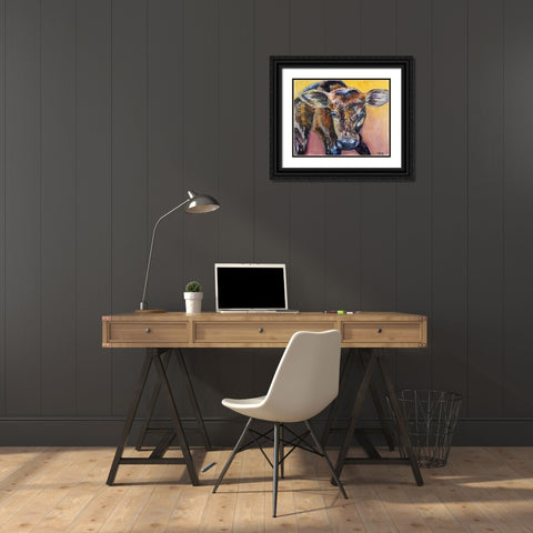 First Calf of the Year Black Ornate Wood Framed Art Print with Double Matting by Gould, Renee