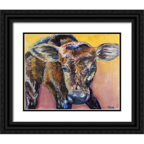 First Calf of the Year Black Ornate Wood Framed Art Print with Double Matting by Gould, Renee