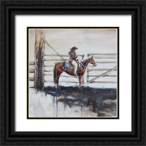 Gate Girl Black Ornate Wood Framed Art Print with Double Matting by Gould, Renee