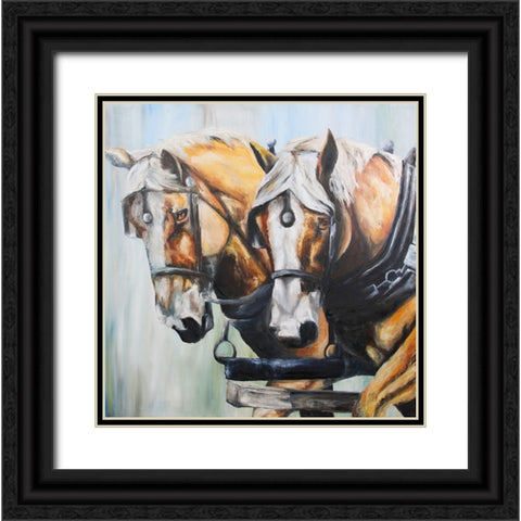 Golden Boys Black Ornate Wood Framed Art Print with Double Matting by Gould, Renee